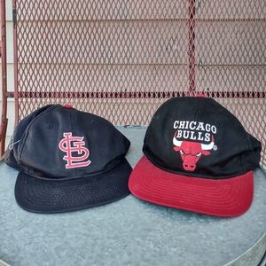 Chicago Bulls and St Louis Cardinals ball caps